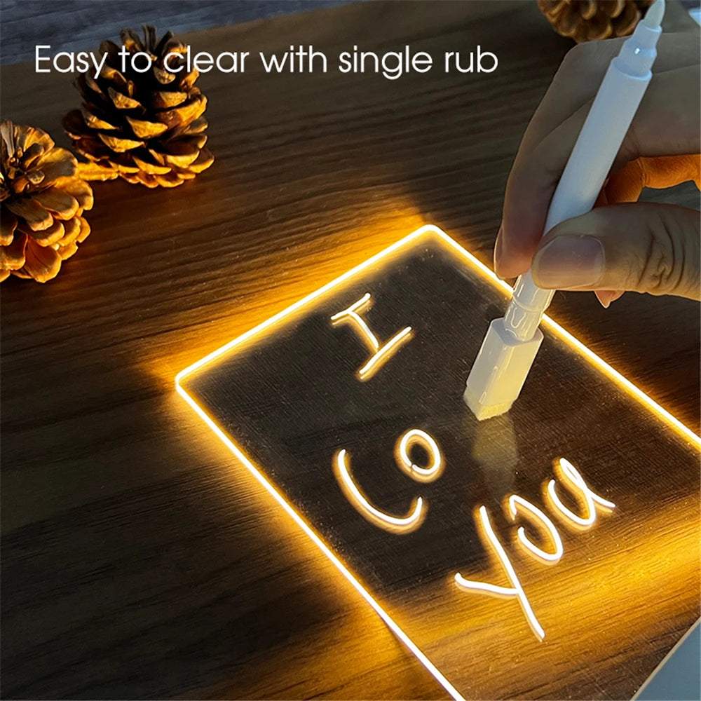LED Acrylic Message Board Night Light – USB Desk Decor