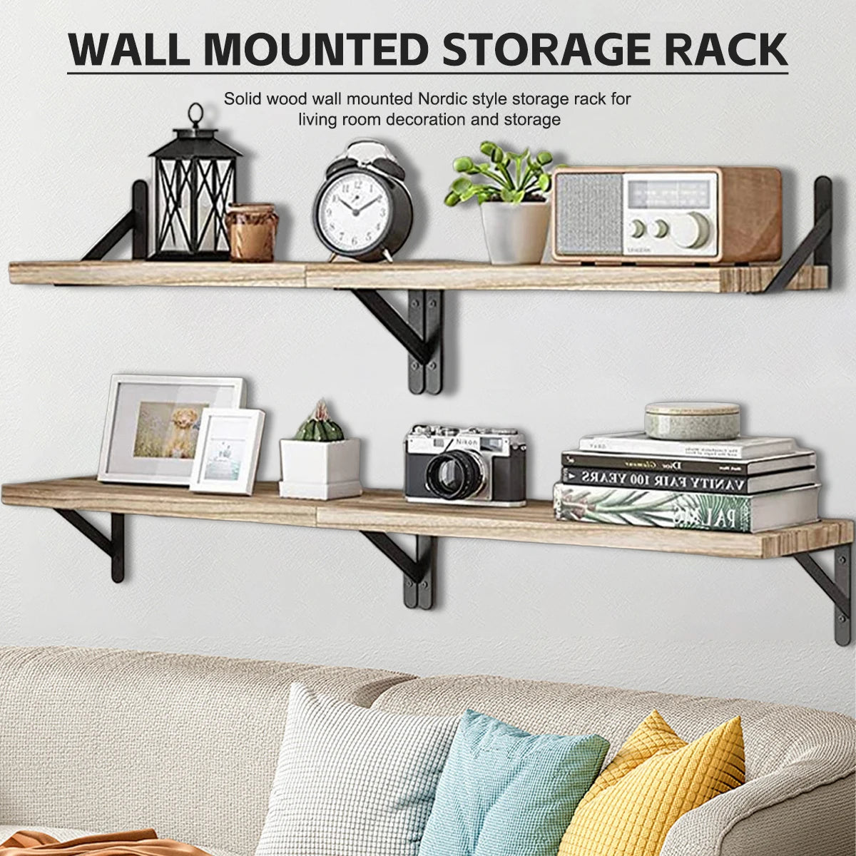 Modern Floating Wall Shelves – Wooden Bookshelf