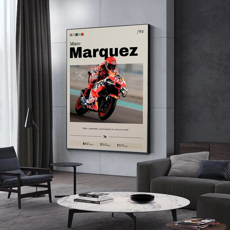Modern Motorcycle Racing Canvas Wall Art – Sports & Celebrity Poster