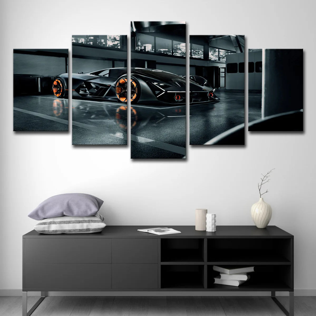 5 Panel Sports Car Canvas Wall Art – Racing Car Poster Set