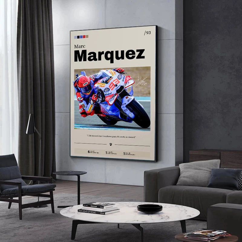 Modern Motorcycle Racing Canvas Wall Art – Sports & Celebrity Poster
