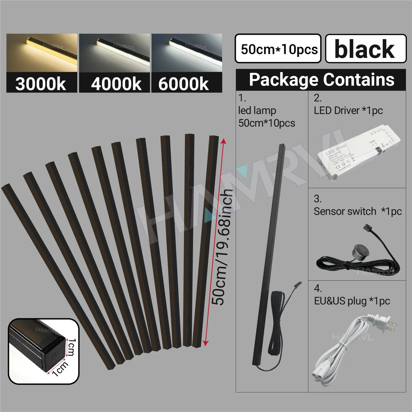 LED Recessed Strip Light for Wood Slat Wall – Touch Sensor, Self-Adhesive Ambient Lighting