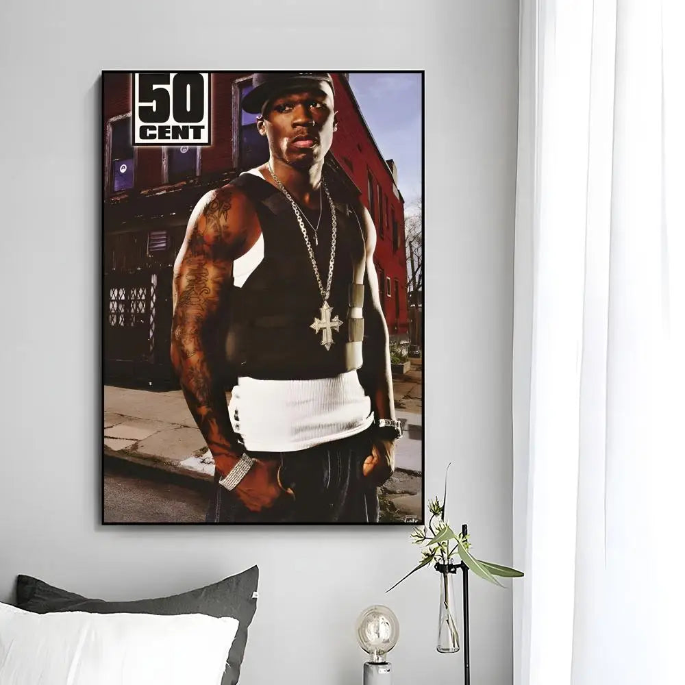 50 Cent Wall Art – Rapper Canvas Poster, Urban Hip Hop Home Decor