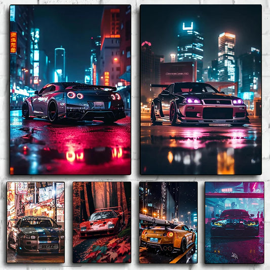 GTR Wall Art – Sports Car Canvas Poster, Modern Automotive Decor