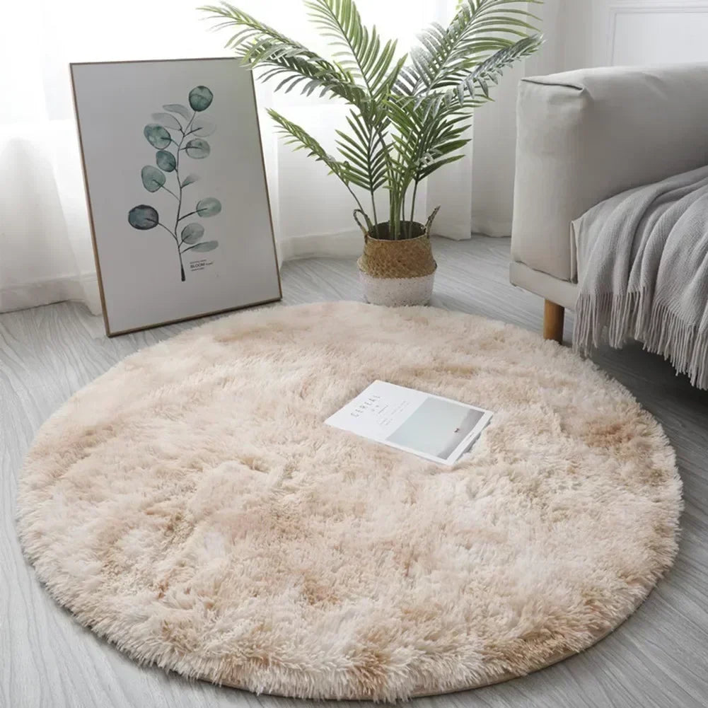 Round Plush Rug – Ultra Soft Fluffy Carpet, Cozy Decorative Floor Mat