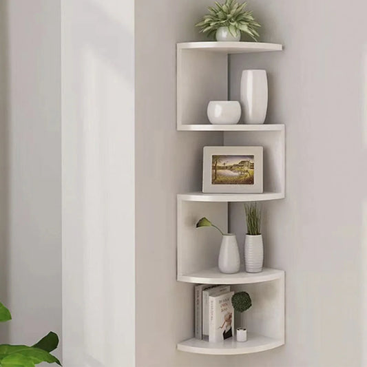 5-Tier Corner Floating Shelves – Modern Wall Mounted Bookcase