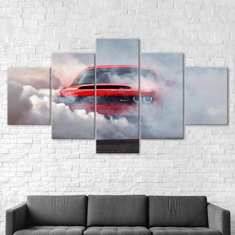 5 Panel Sports Car Canvas Wall Art – Racing Car Poster Set