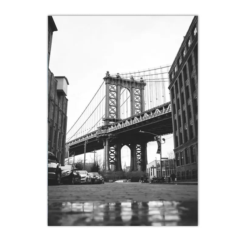 New York City Wall Art – Black & White Nordic Canvas Print with Guitar & Camera Design