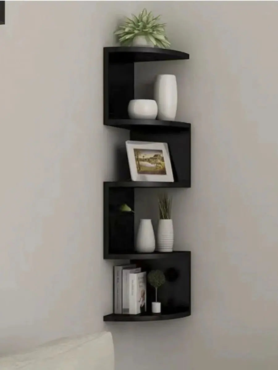 5-Tier Corner Floating Shelves – Modern Wall Mounted Bookcase