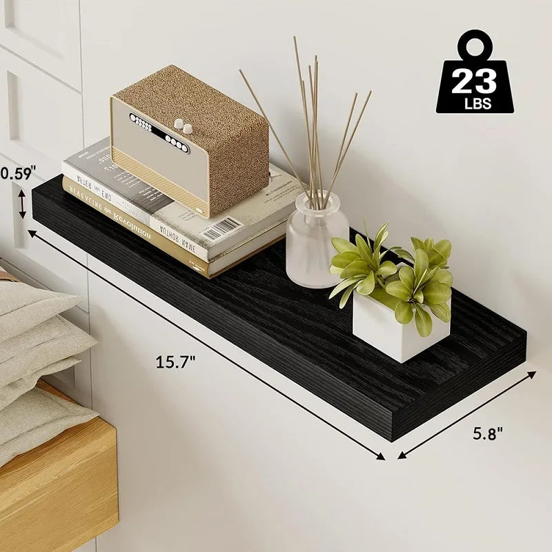 Modern Floating Wall Shelves – Wooden Wall-Mounted Storage Rack
