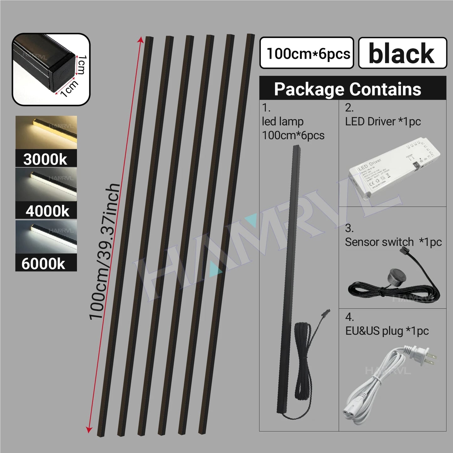 LED Recessed Strip Light for Wood Slat Wall – Touch Sensor, Self-Adhesive Ambient Lighting