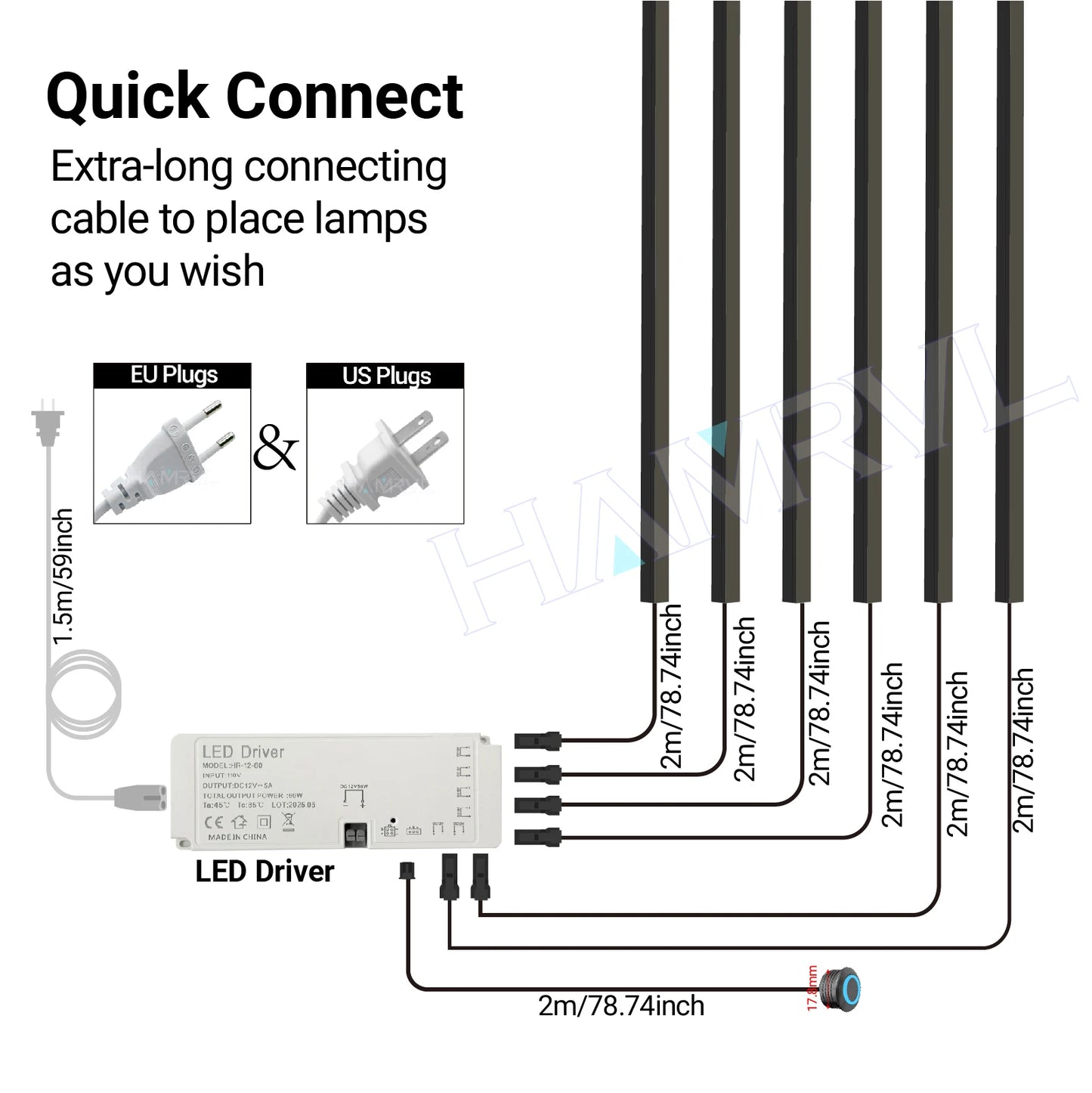 LED Recessed Strip Light for Wood Slat Wall – Touch Sensor, Self-Adhesive Ambient Lighting