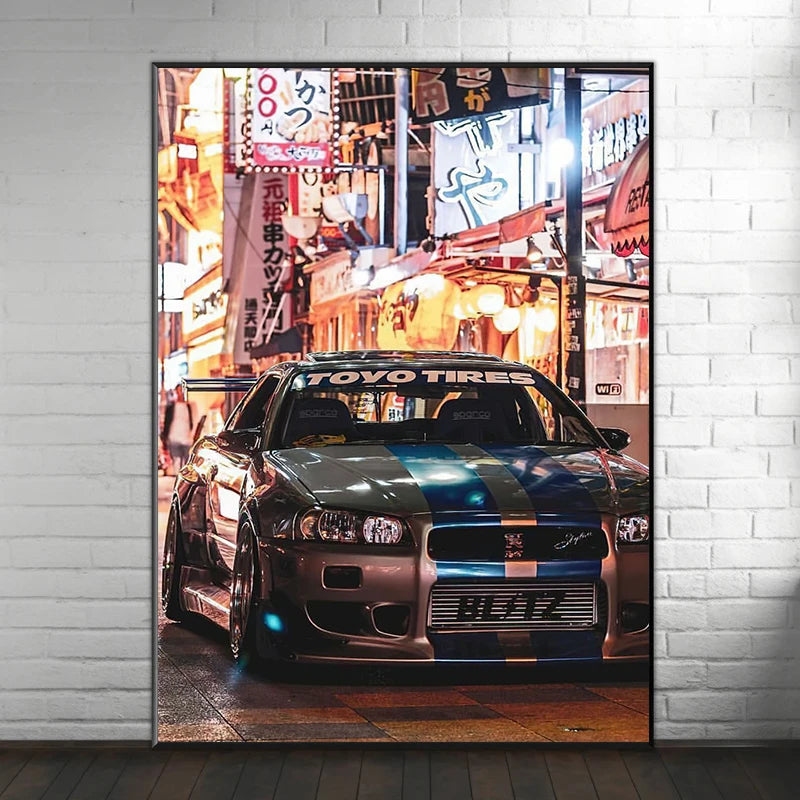 GTR Wall Art – Sports Car Canvas Poster, Modern Automotive Decor