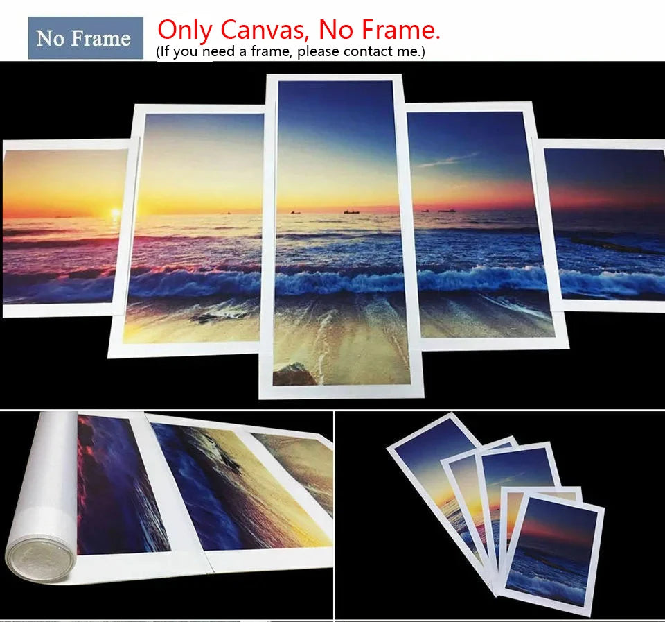 5 Panel Sports Car Canvas Wall Art – Racing Car Poster Set
