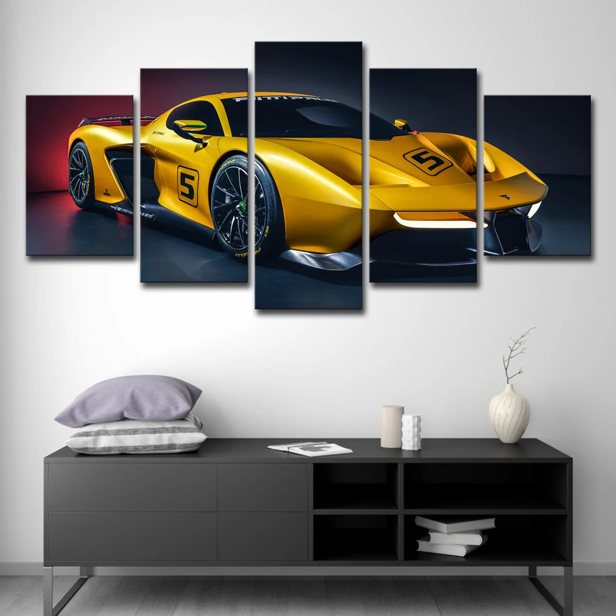 5 Panel Sports Car Canvas Wall Art – Racing Car Poster Set